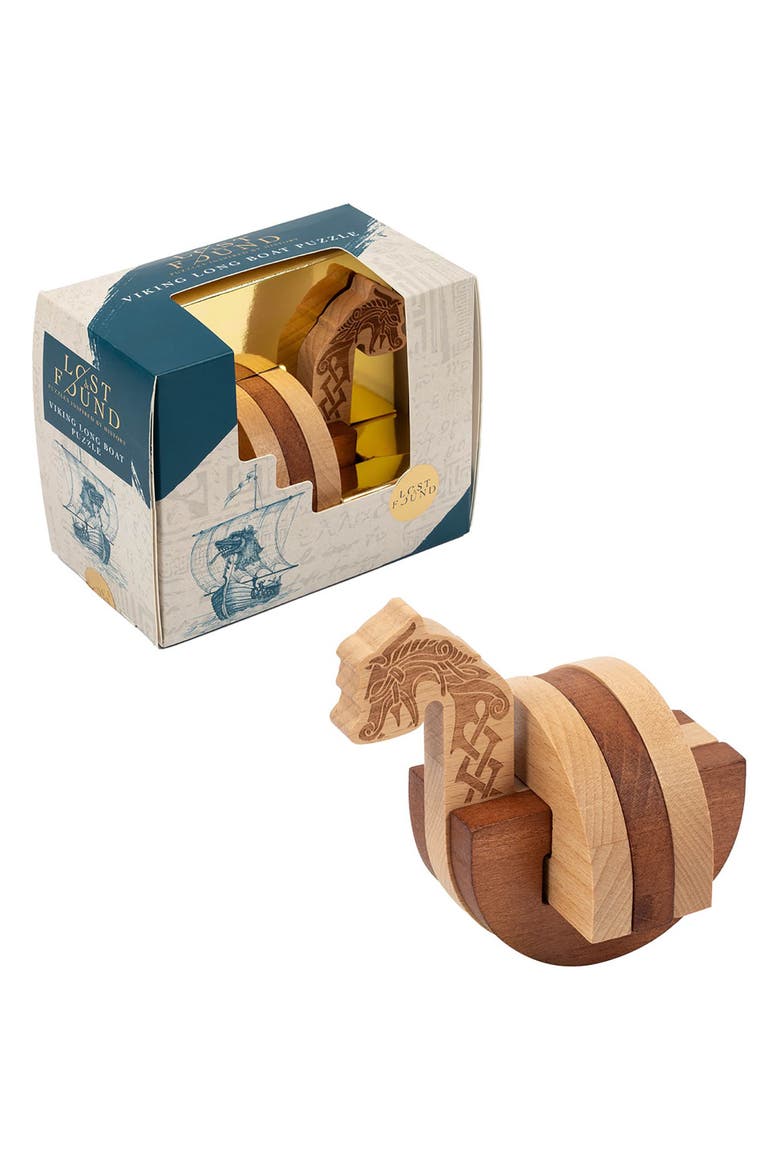 Viking Long Boat 3D Wooden Handheld Brainteaser Puzzle, Alternate, color, Multicolored