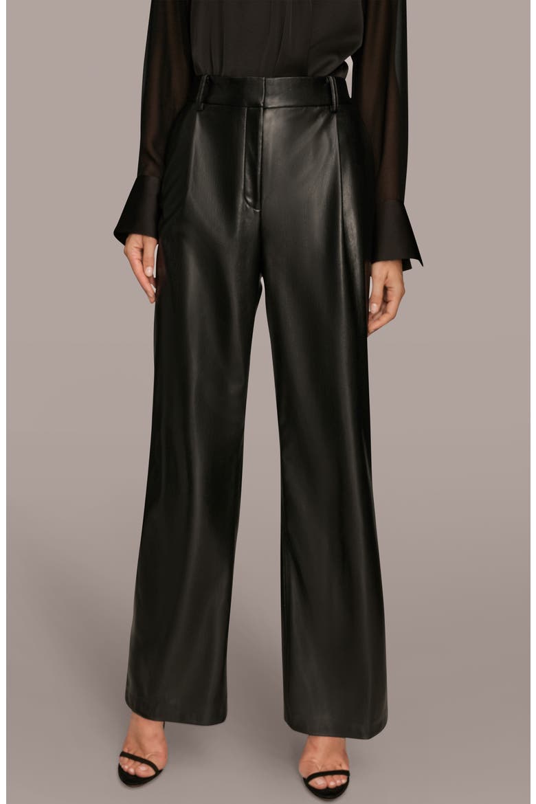 Faux Leather Straight Leg Pants, Main, color, BLACK