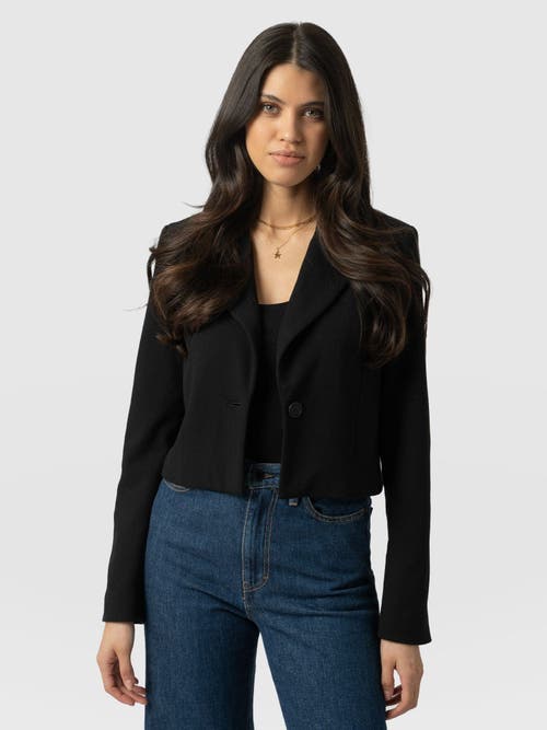Saint And Sofia Saint + Sofia Astrid Cropped Blazer In Burgundy