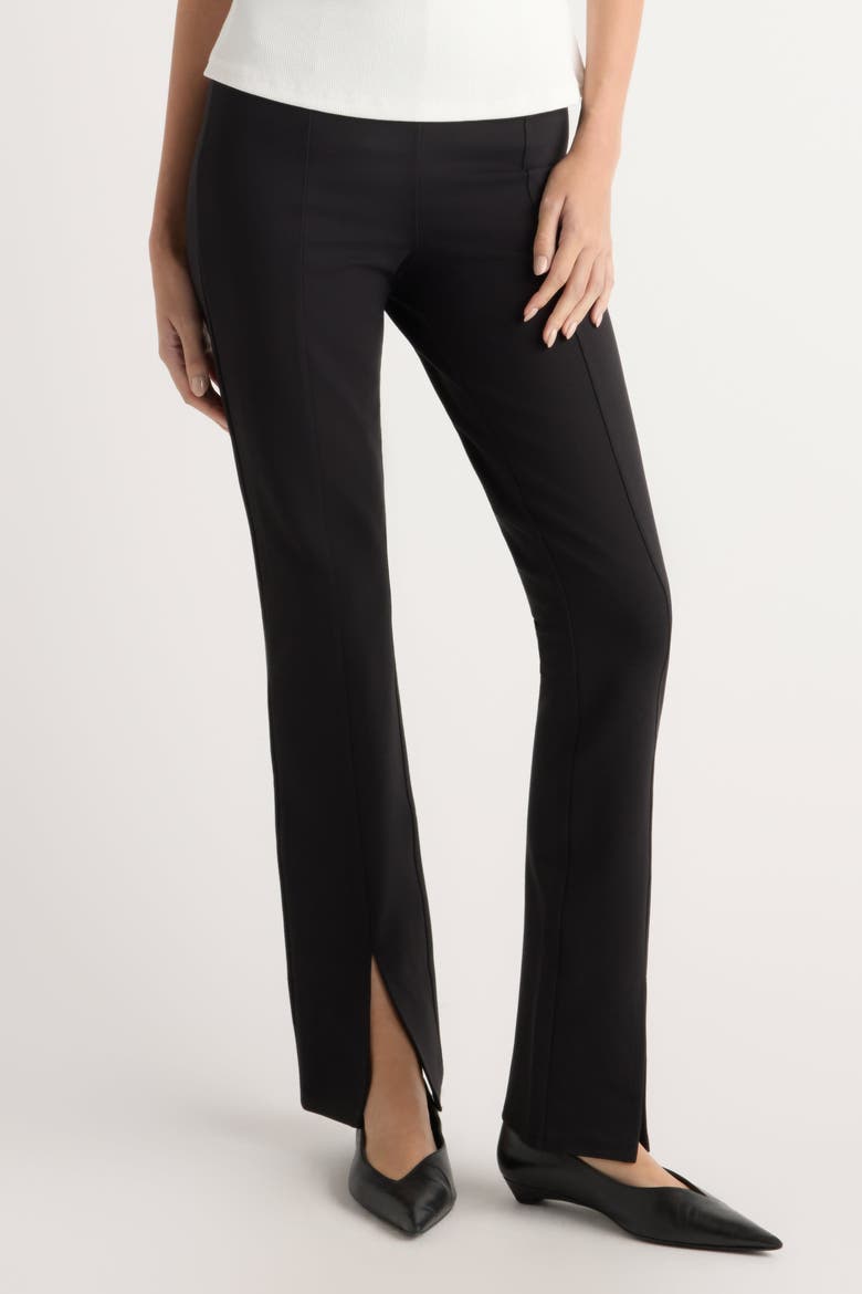 Cass Front-Split Ponte Stretch Pant, Alternate, color, Black