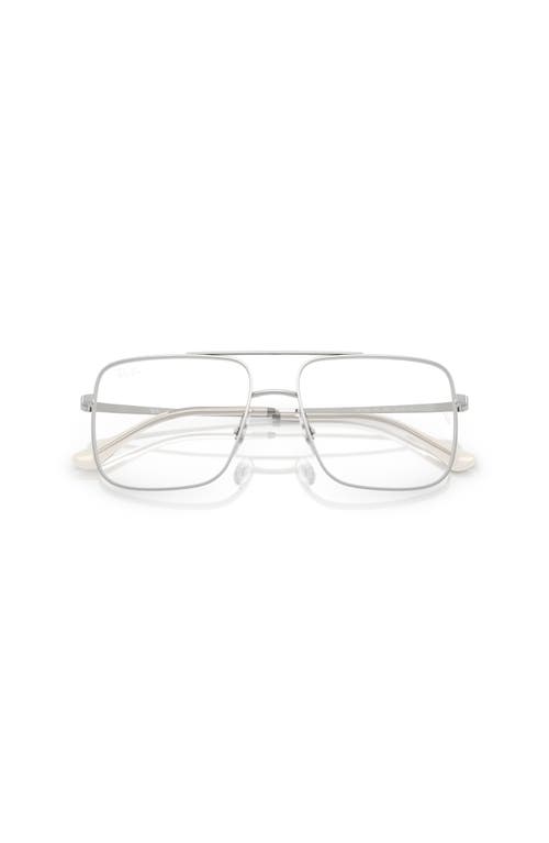 Ray Ban Ray-ban 56mm Square Optical Glasses In Silver