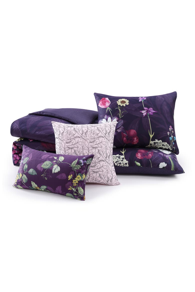 Morning Glory Reversible 5-Piece Comforter Set, Alternate, color, PURPLE