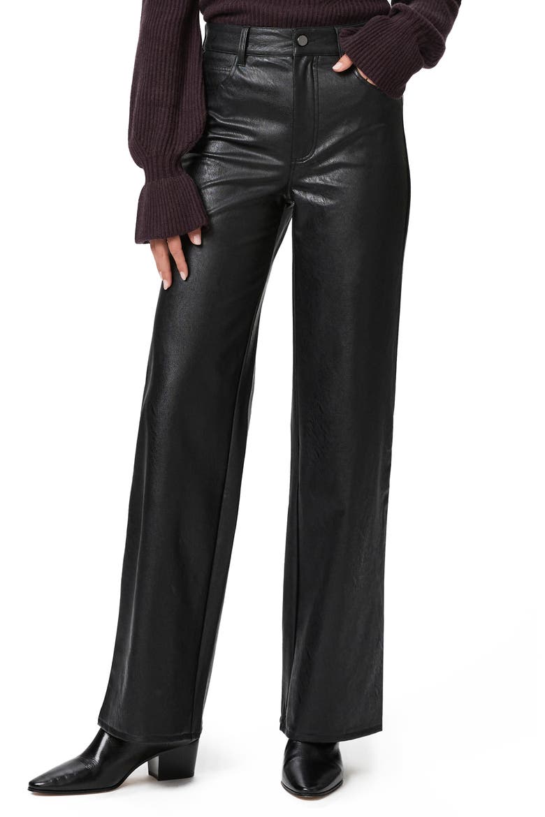 Sasha Wide Leg Faux Leather Pants, Main, color, BLACK