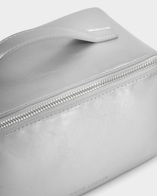 Katie Loxton Medium Patent Crackle Makeup And Toiletry Bag In Silver