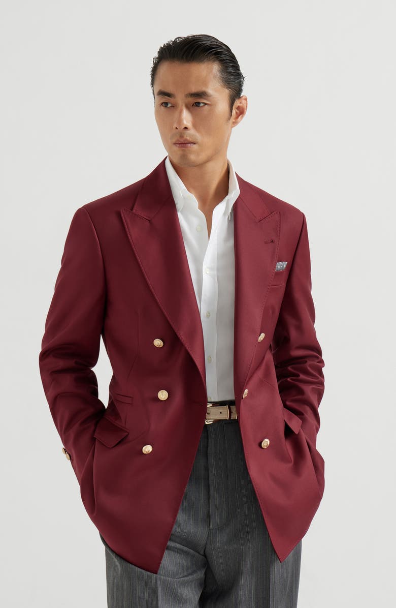 Brunello Cucinelli Blazer with metal buttons, Alternate, color, Cherry