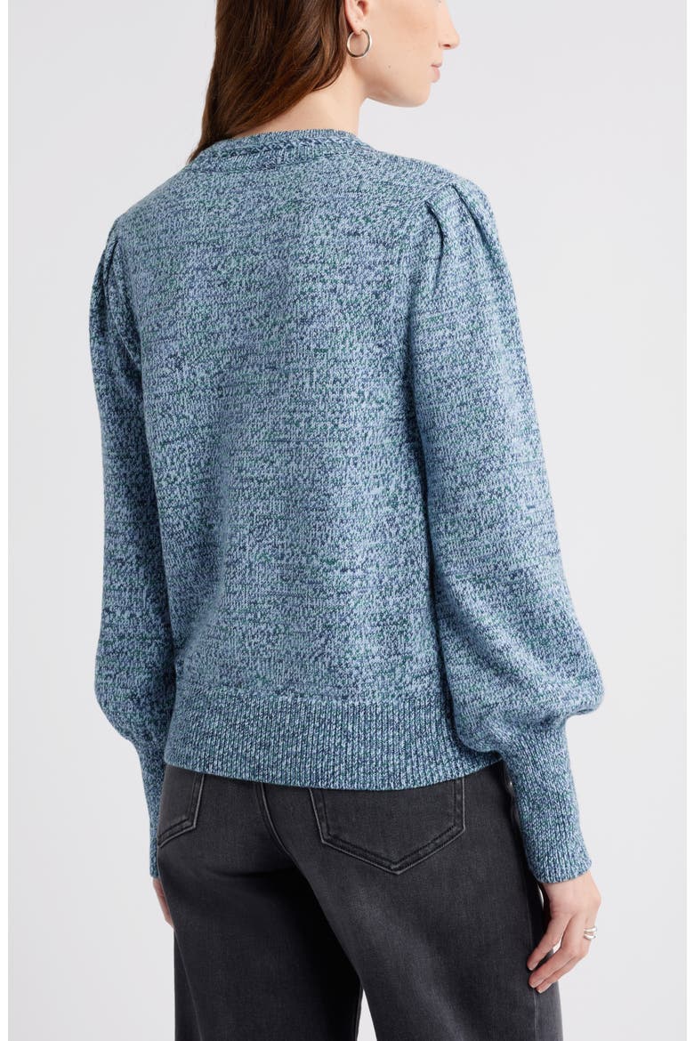 Marl Balloon Sleeve Crewneck Sweater, Alternate, color, BLUE DENIM HEATHER