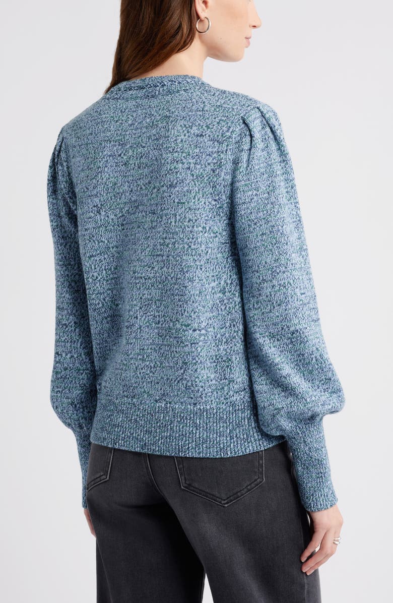 Treasure & Bond Marl Balloon Sleeve Crewneck Sweater, Alternate, color, Blue Denim Heather