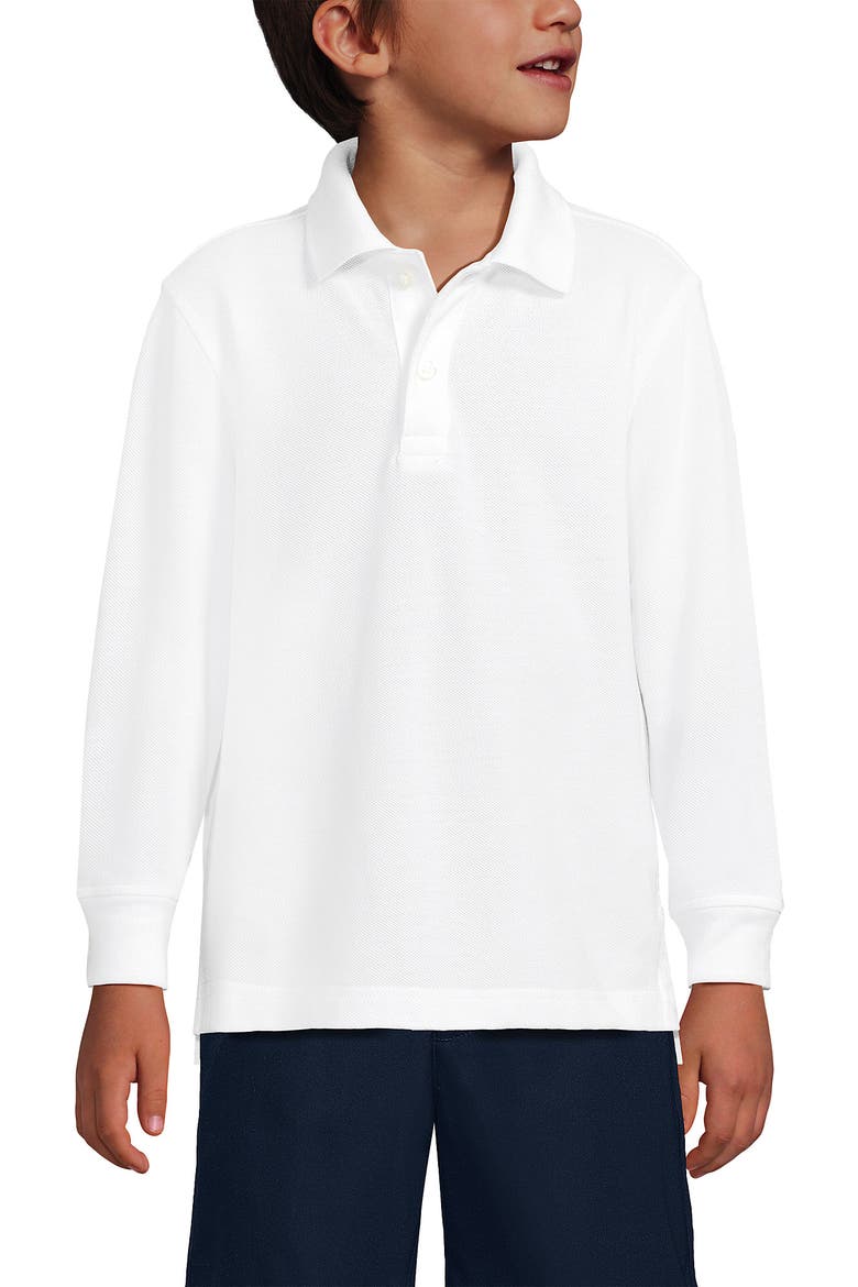 School Uniform Kids Long Sleeve Mesh Polo Shirt, Alternate, color, White