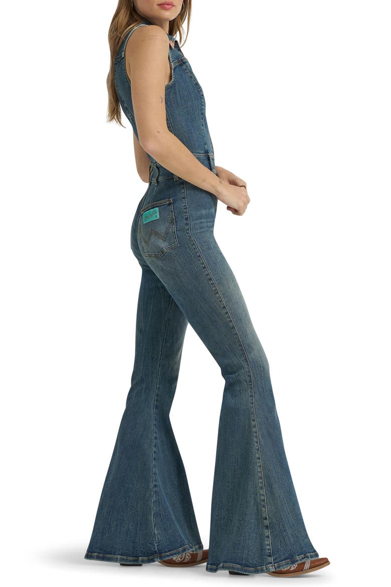 x Lainey Wilson Sleeveless Flare Denim Jumpsuit, Alternate, color, DENIM