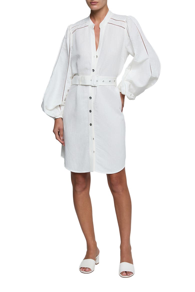 Kiersten Belted Long Sleeve Dress, Main, color, WHITE