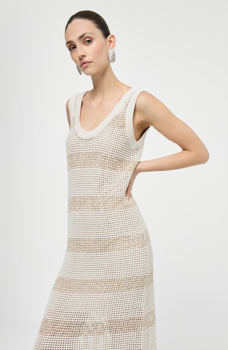 Brunello Cucinelli Dress with dazzling stripes, Alternate, color, Oat