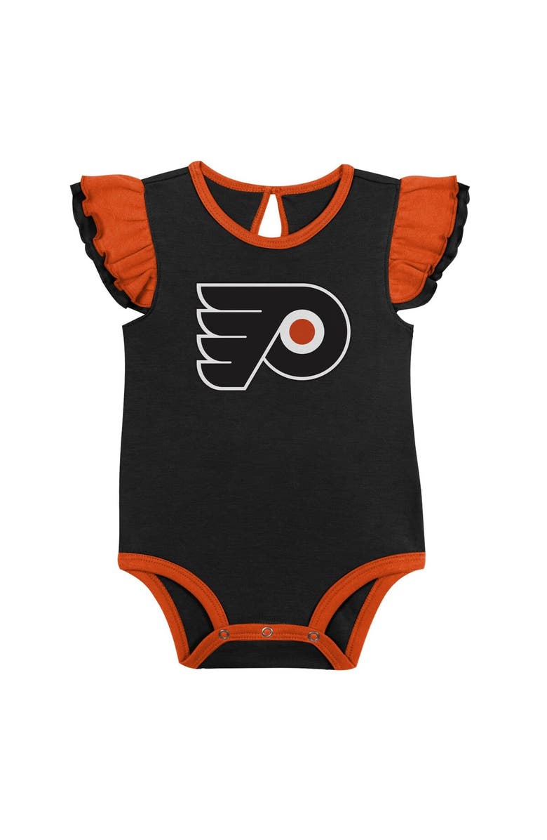 Outerstuff Girls Infant Orange/Black Philadelphia Flyers Two-Pack Training Bodysuit Set, Alternate, color, Orange