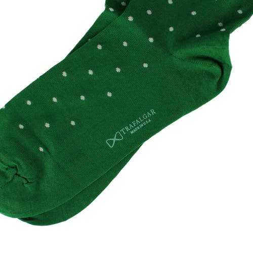 Trafalgar Leo Polka Dot Mercerized Cotton Mid-calf Socks In Green