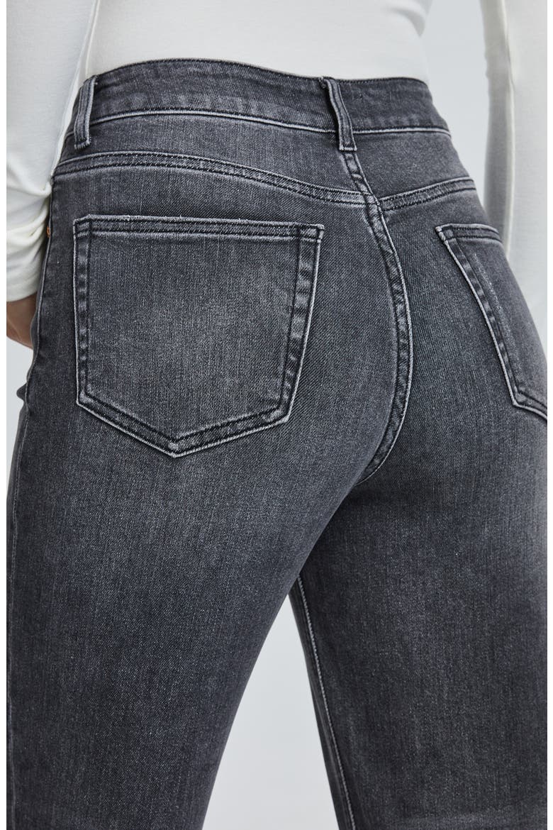 High Waist Straight Leg Jeans, Alternate, color, BLACK STONE