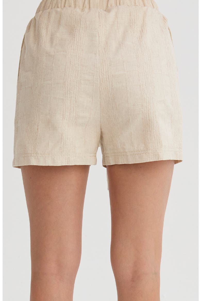 Stripe Textured Linen Shorts, Alternate, color, Oatmeal