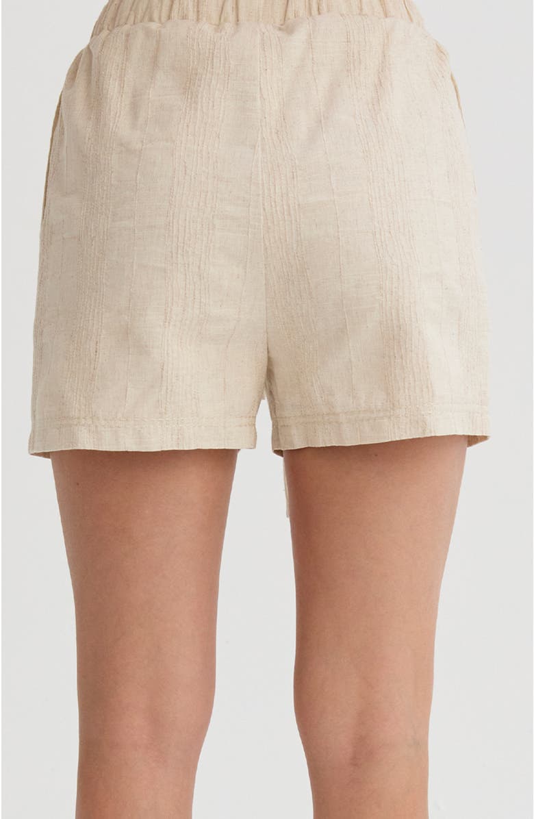 CRESCENT Stripe Textured Linen Shorts, Alternate, color, Oatmeal