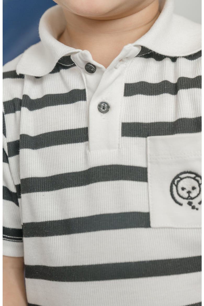 Monaco Striped Boys Top and Shorts Set, Alternate, color, Black and White Striped