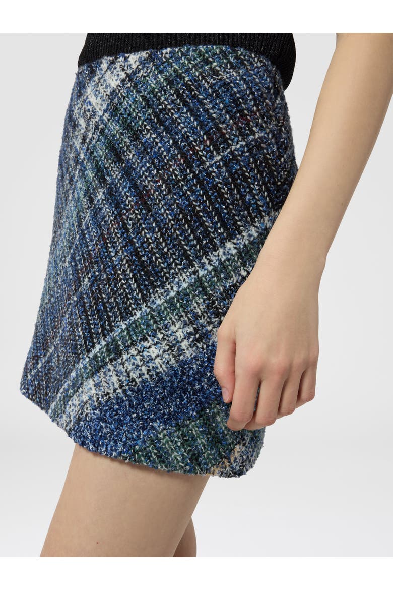 Wool-blend Check Mini Skirt, Alternate, color, Blue