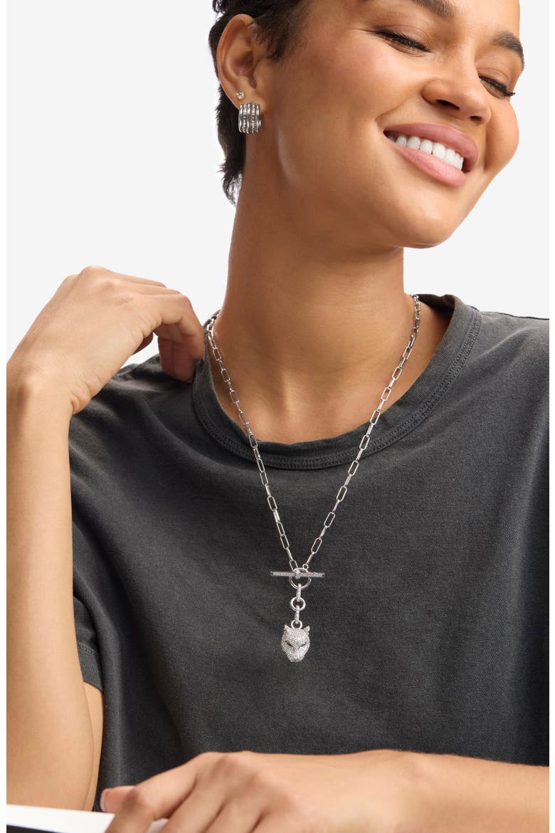 Jaguar Samantha Link Chain Necklace, Alternate, color, SILVER-WHITE