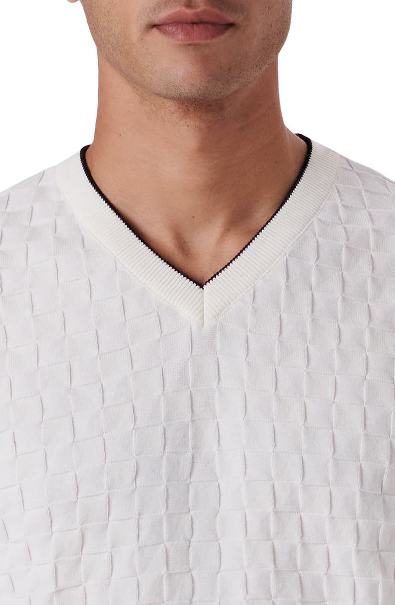 Bugatchi Basketweave Stitch V-Neck Cotton Blend Sweater, Alternate, color,