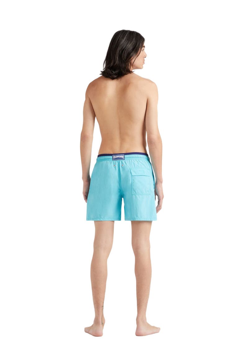 Men's Solid Bicolor Length Swim Trunks, Alternate, color, BORA BORA