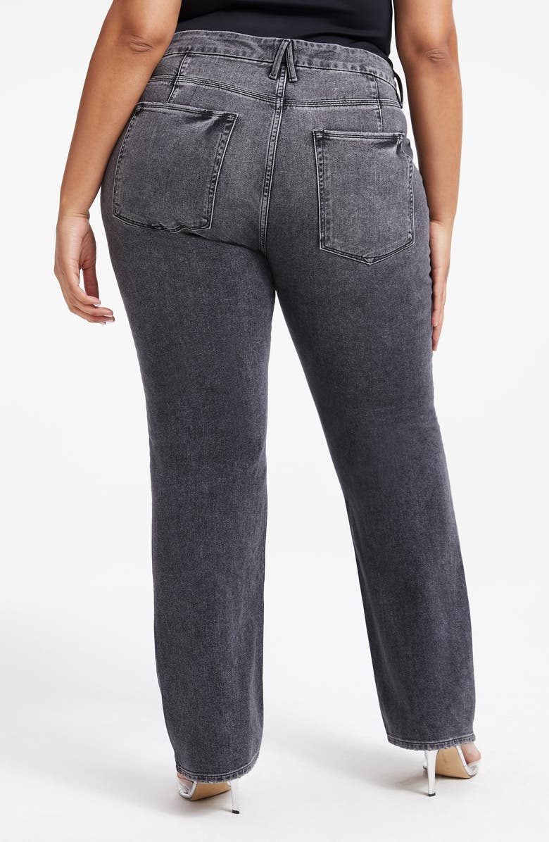 Good American Good 90s High Waist Crossover Waistband Nonstretch Jeans, Alternate, color,