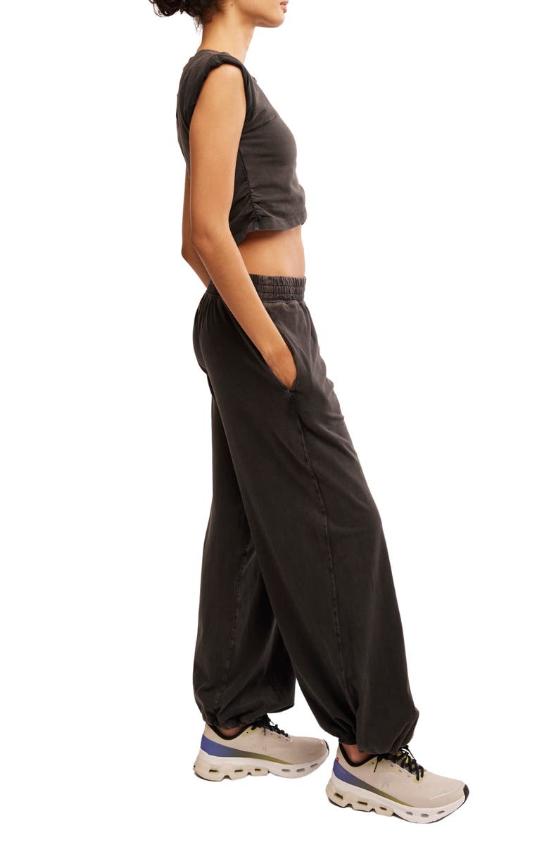 Free People FP Movement Golden Hour Crop T-Shirt & Joggers Set, Alternate, color, Black