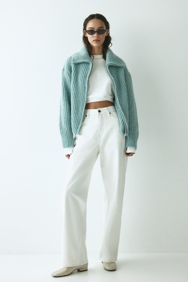 Zip-through Cardigan, Alternate, color, Light turquoise