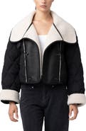 BLANKNYC Faux Shearling Quilted Crop Jacket