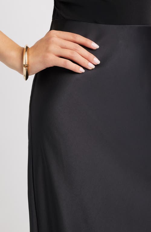Open Edit Satin Midi Skirt In Black