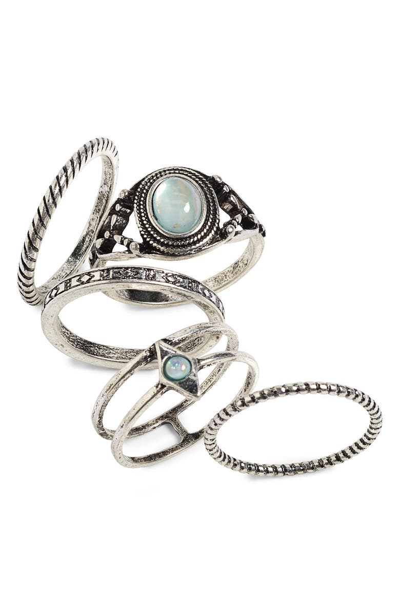 Topshop Set of 5 Rings, Main, color,