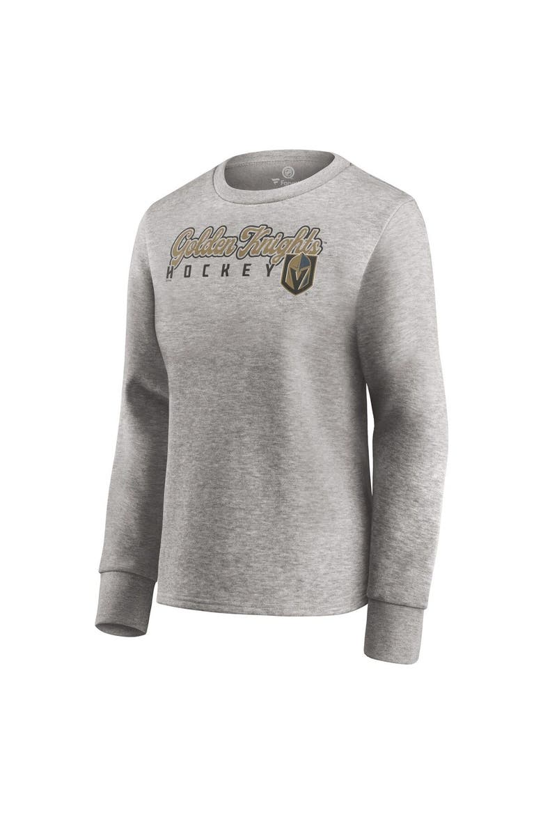Women's Fanatics Branded Heathered Gray Vegas Golden Knights Fan Favorite Script Pullover Sweatshirt, Alternate, color, Heather Gray