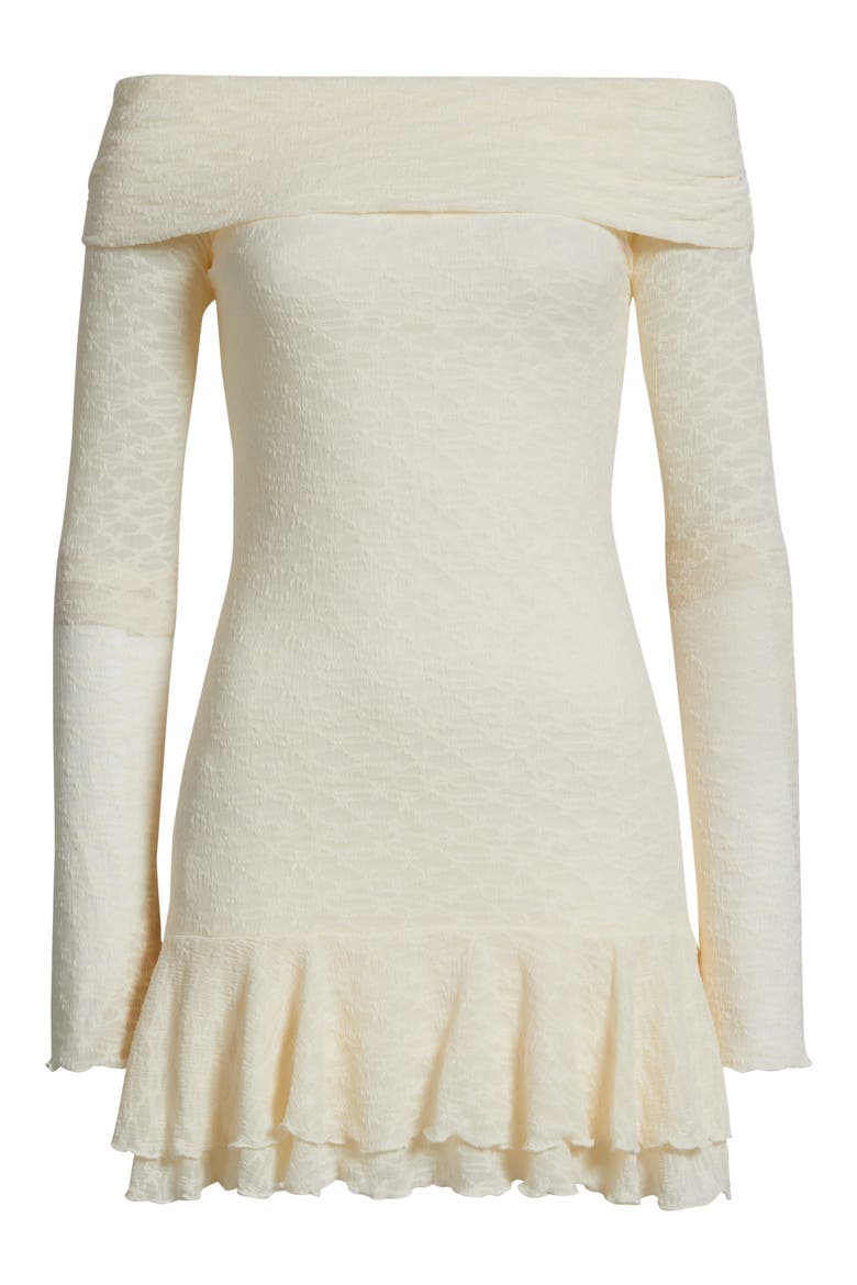 Long Sleeve Lace Off the Shoulder Minidress, Alternate, color, IVORY