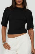Princess Polly Nakota V-Neck Cinched Organic Cotton T-Shirt