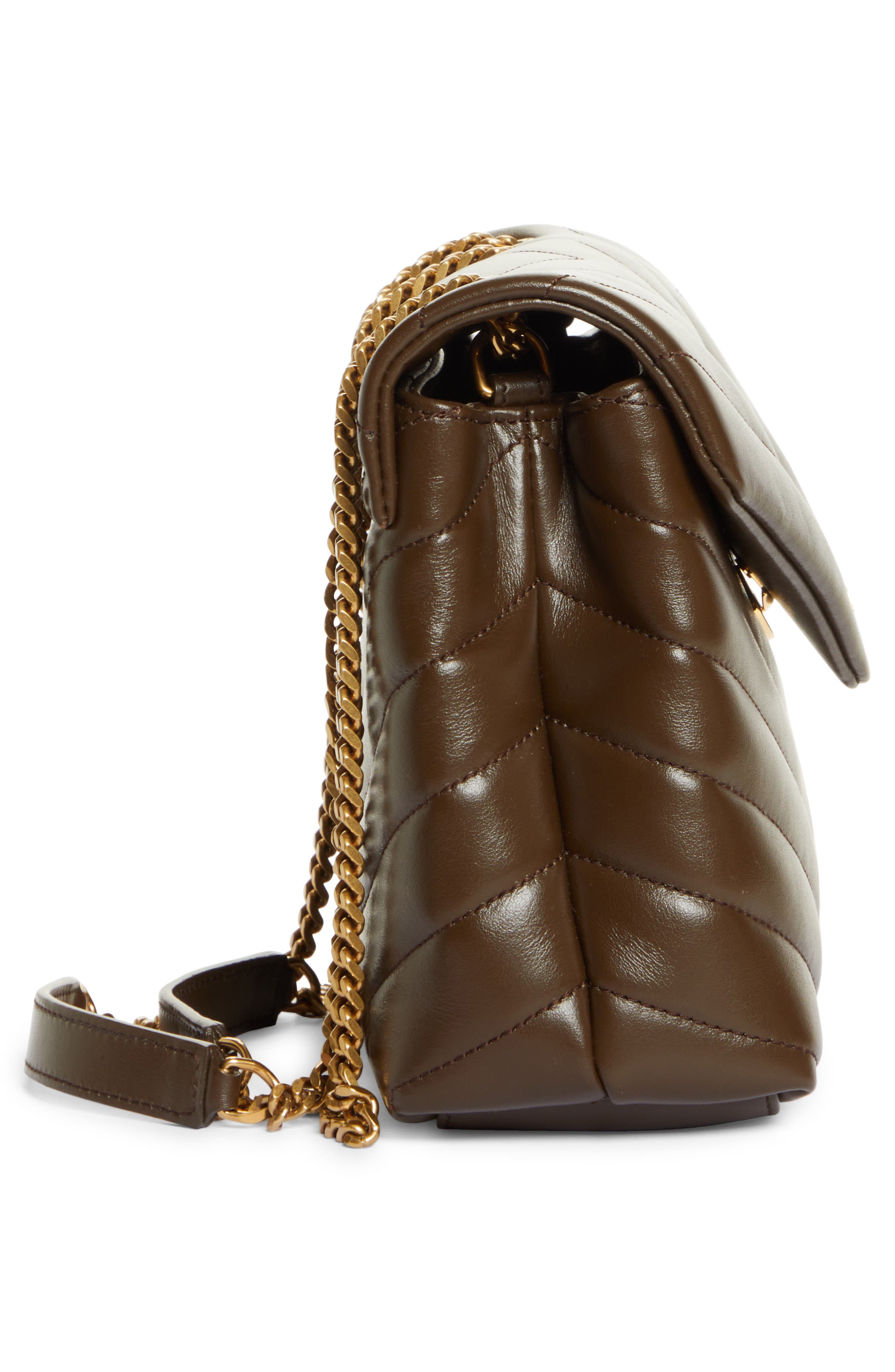 Small Loulou Chain Leather Shoulder Bag, Alternate, color, SOIL BROWN/ SOIL BWN