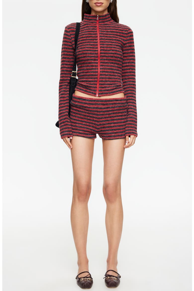 Housewife Knit Shorts, Alternate, color, CRIMSON STRIPE