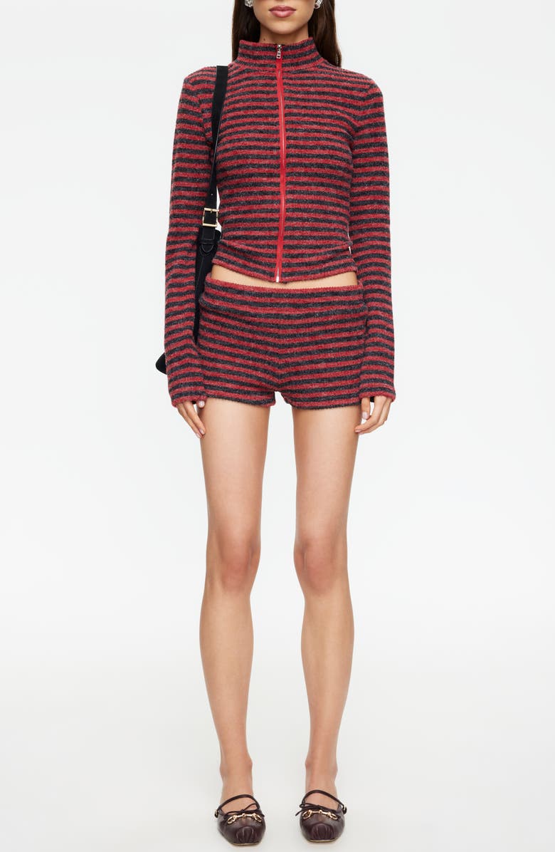 LIONESS Apex Knit Jacket, Alternate, color, Crimson Stripe