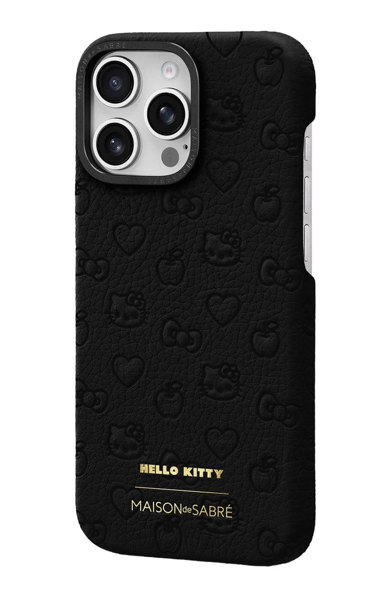 MAISON de SABRÉ Leather Phone Case, Alternate, color, Black Caviar (Hello Kitty)