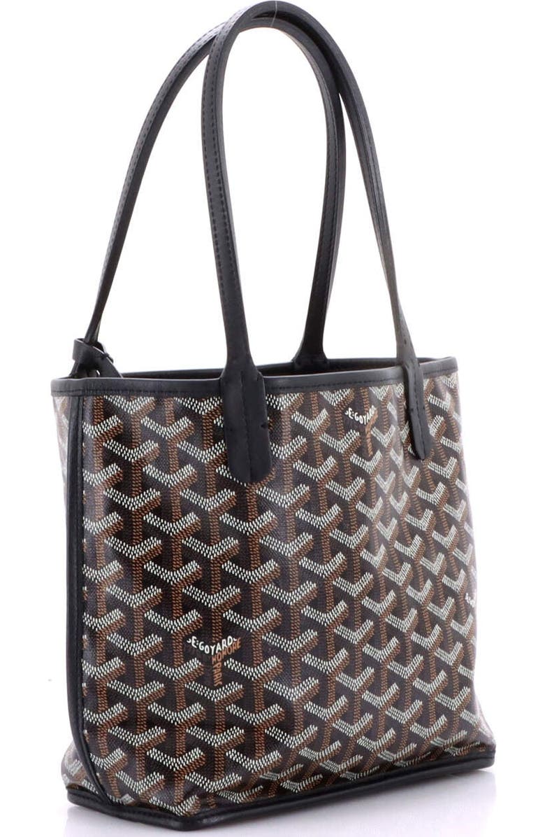 Pre-Owned Goyard Anjou Reversible Tote Coated Canvas Mini, Alternate, color, Black