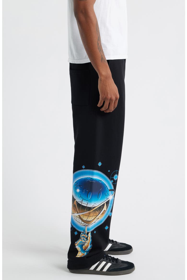 SMILEY® Chrome Logo Cotton Fleece Sweatpants (Nordstrom Exclusive), Alternate, color, BLACK