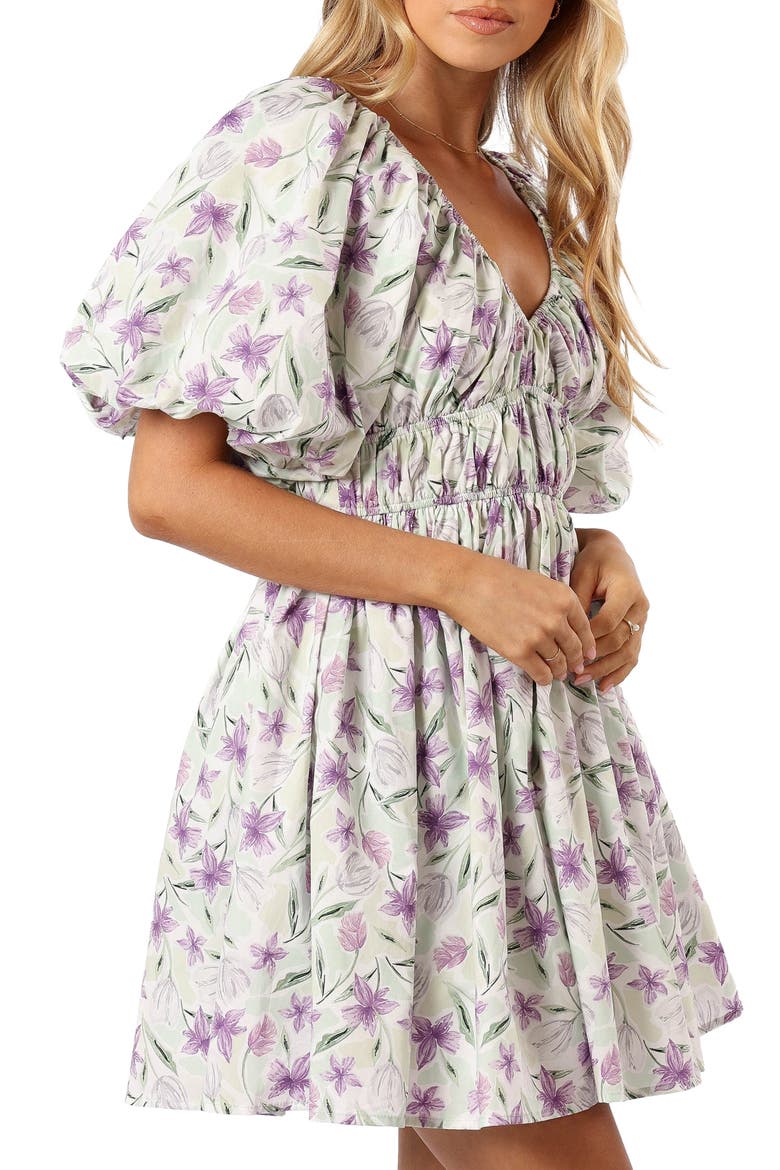 Tenaya Floral Puff Sleeve Minidress, Alternate, color, LAVENDER