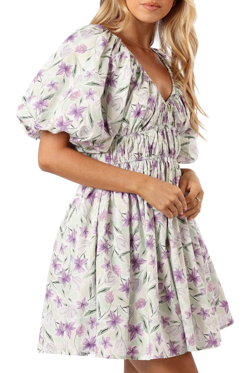 Petal & Pup Tenaya Floral Puff Sleeve Minidress, Alternate, color,