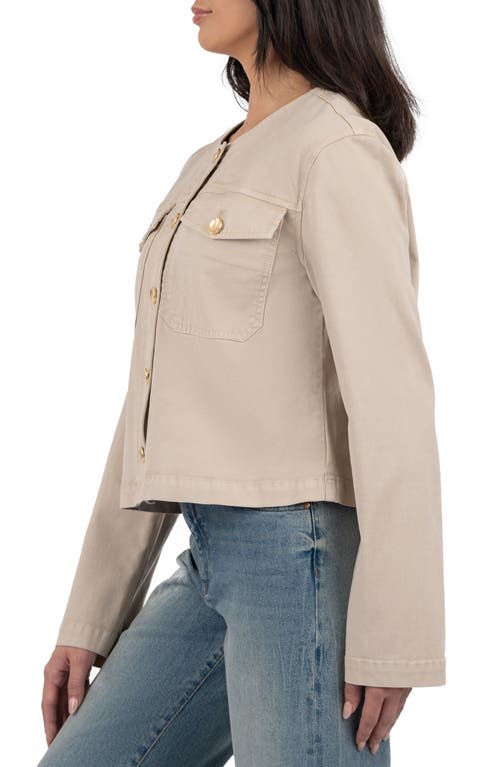 Kut From The Kloth Camille Collarless Twill Jacket In Sand