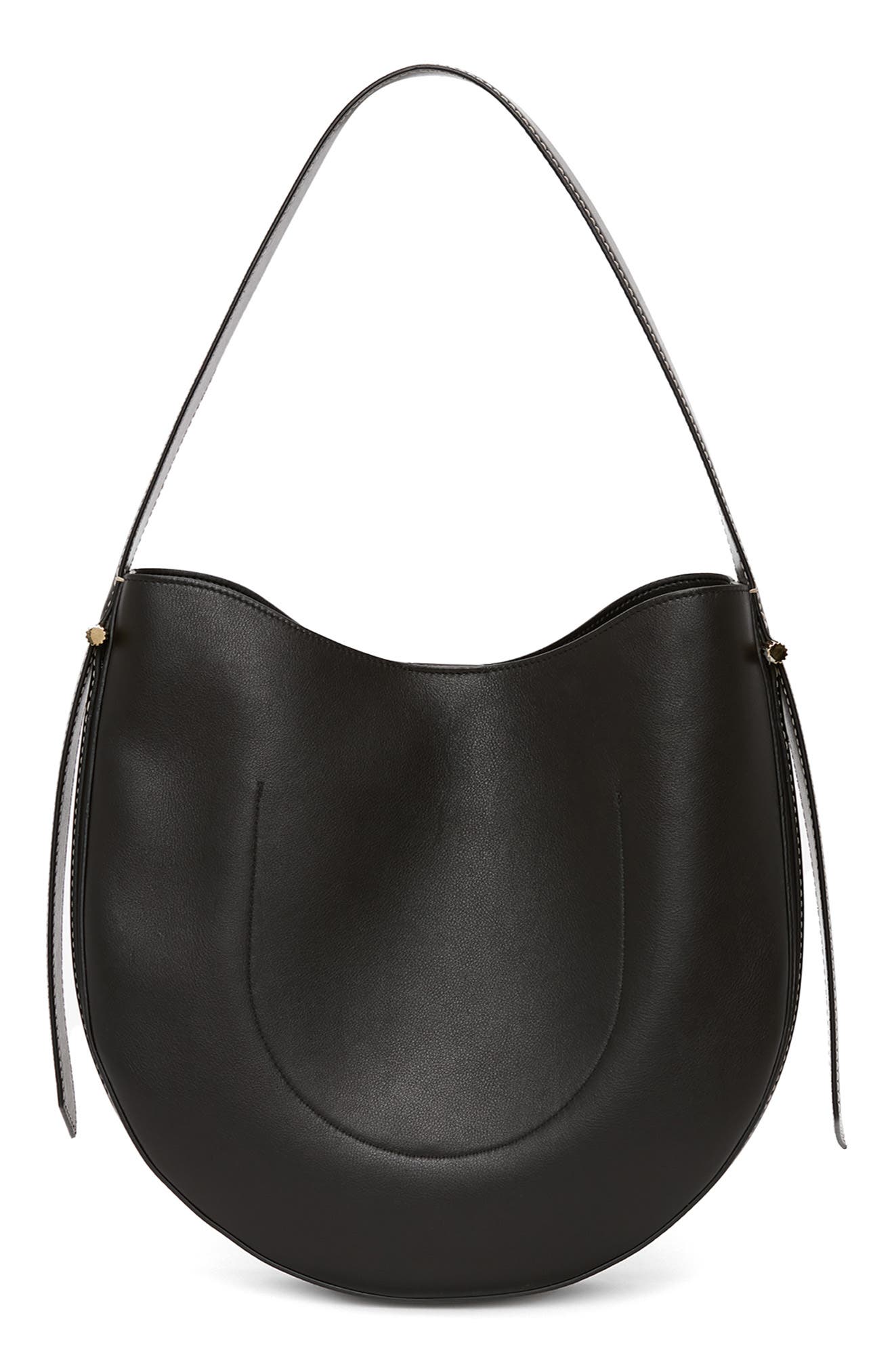 Victoria Beckham Dia Leather Hobo Bag, Alternate, color, Black