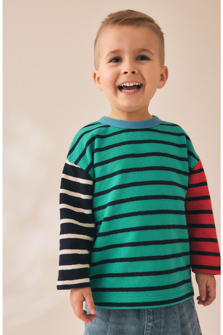 Kids' Colorblock Stripe Jersey Top, Alternate, color, MULTI