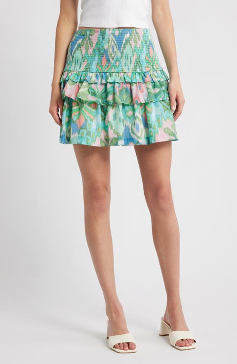 Vera Ikat Cotton Blend Miniskirt