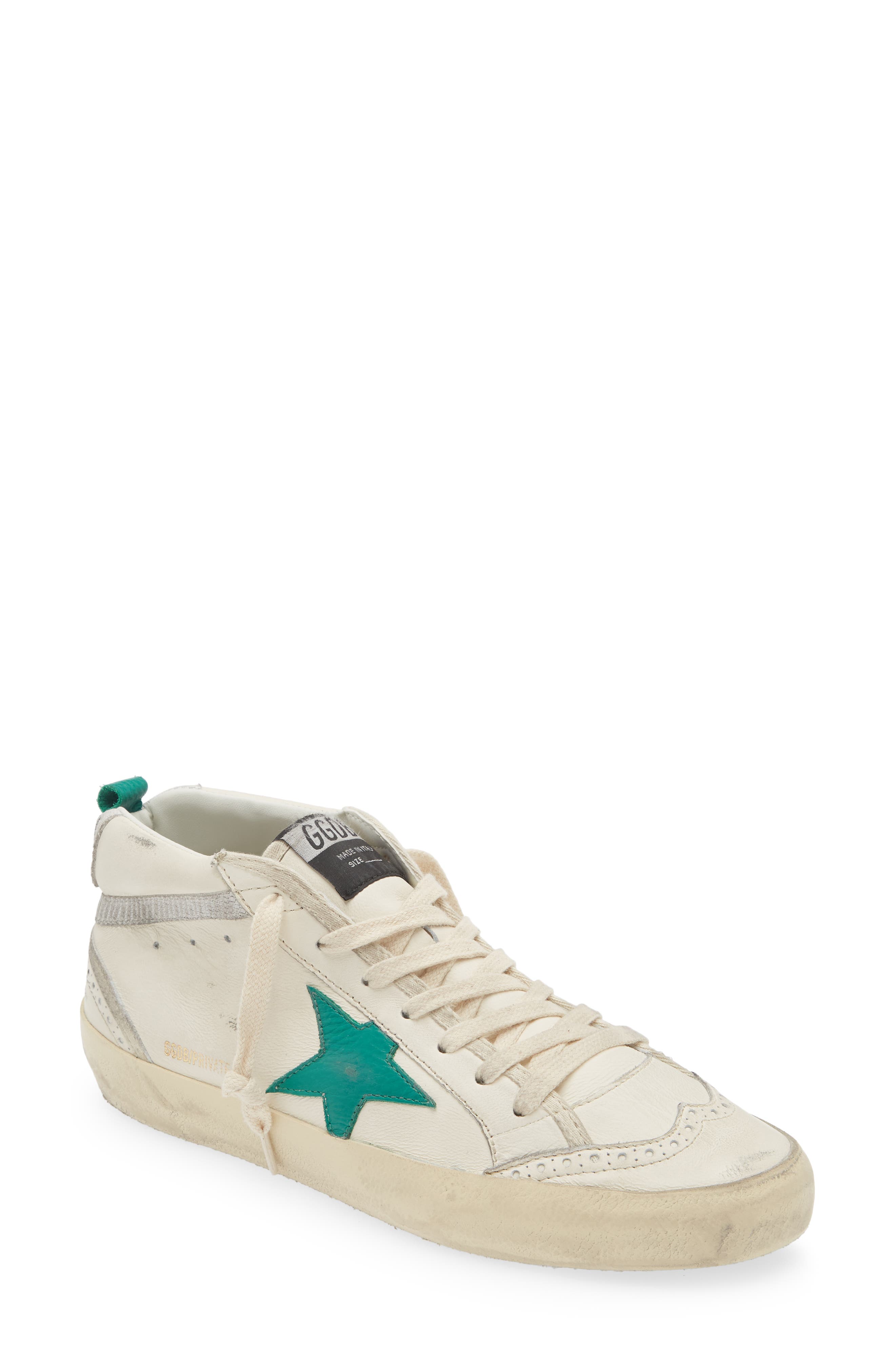 Golden Goose Mid Star Sneaker, Main, color, White/ Green