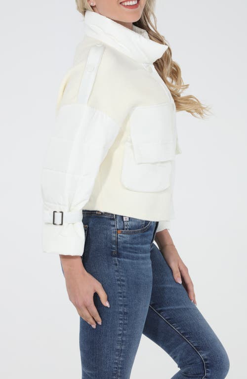 Rain And Rose Mixed Media Bomber Jacket In Neutral