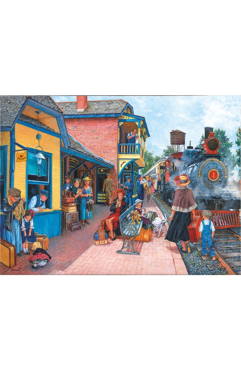 Sunsout Waiting at the Station 1000 piece Jigsaw Puzzle for Adults, Main, color, Multicolor