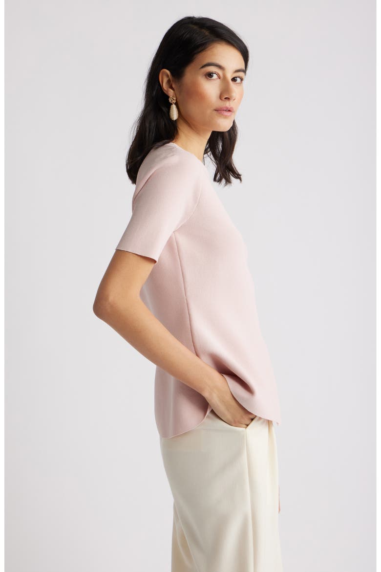 Short Sleeve Peplum Sweater, Alternate, color, PINK SMOKE